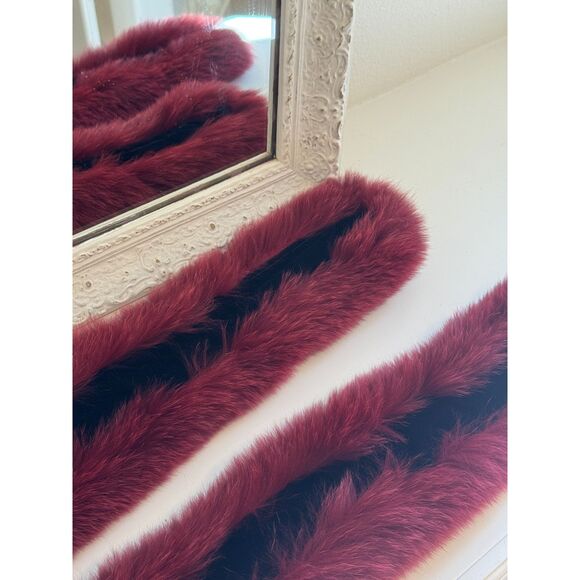 Adrienne Landau Genuine Fox Fur Scarf Boa Shawl Merlot Red - Picture 5 of 5